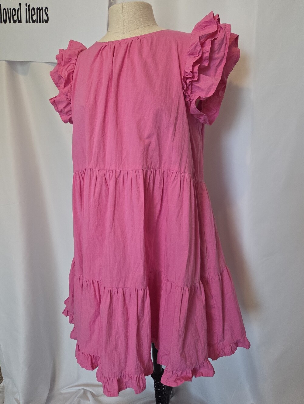 &Merci Pink Ruffled Tiered Pink Bohemian Lined Beach Party